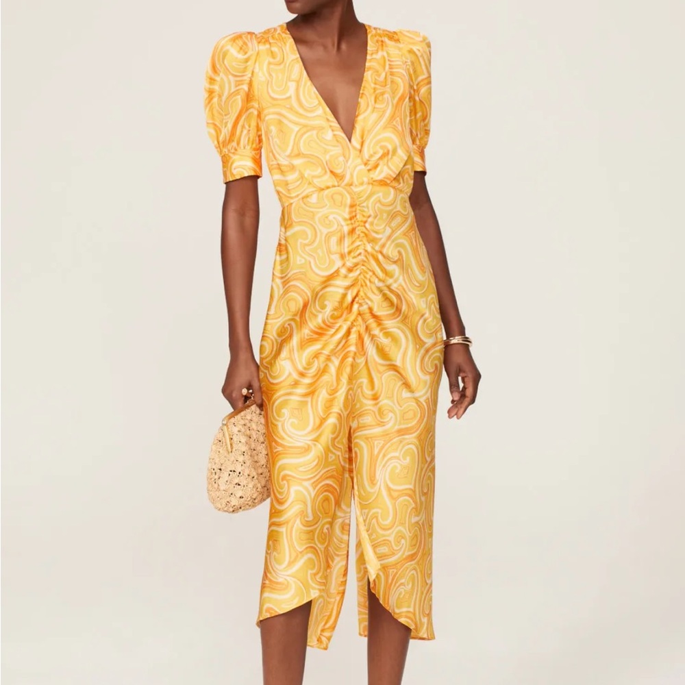 Ronny Kobo x RTR Orange Swirl Midi Dress Sz 8